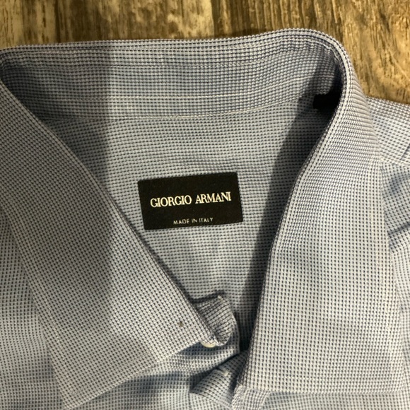 Giorgio Armani Light Blue and White Pattern Dress Shirt Size 42/16.5 - Picture 10 of 12